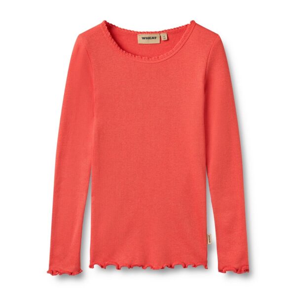 Rib T-shirt langærmet Reese - Candy Red - 104 104 Rød